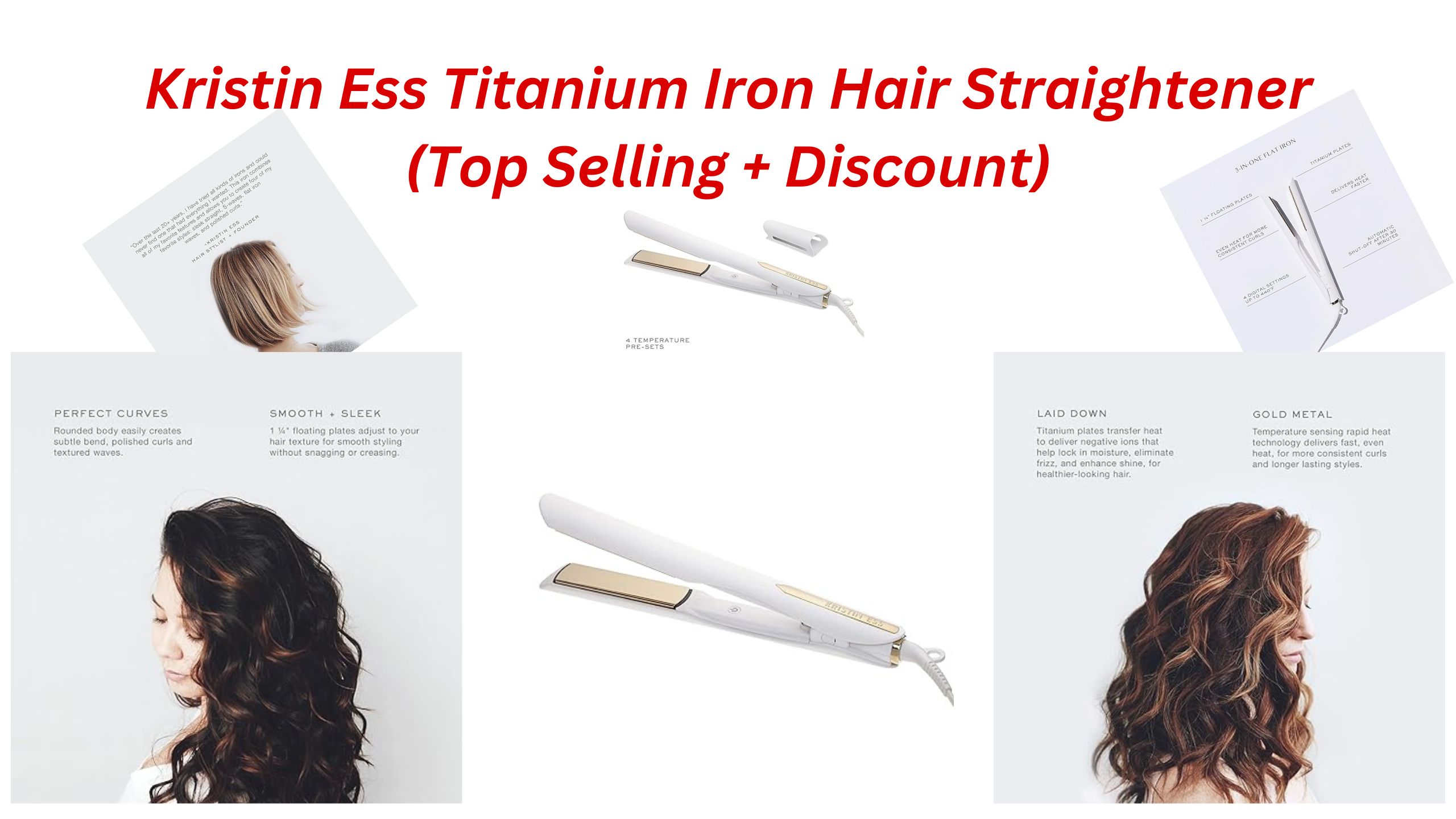 Kristin Ess Titanium Iron Hair Straightener (Top Selling + Discount)