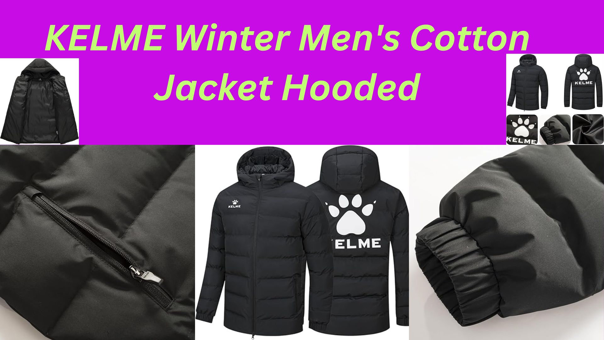 KELME Winter Men's Cotton Jacket Hooded