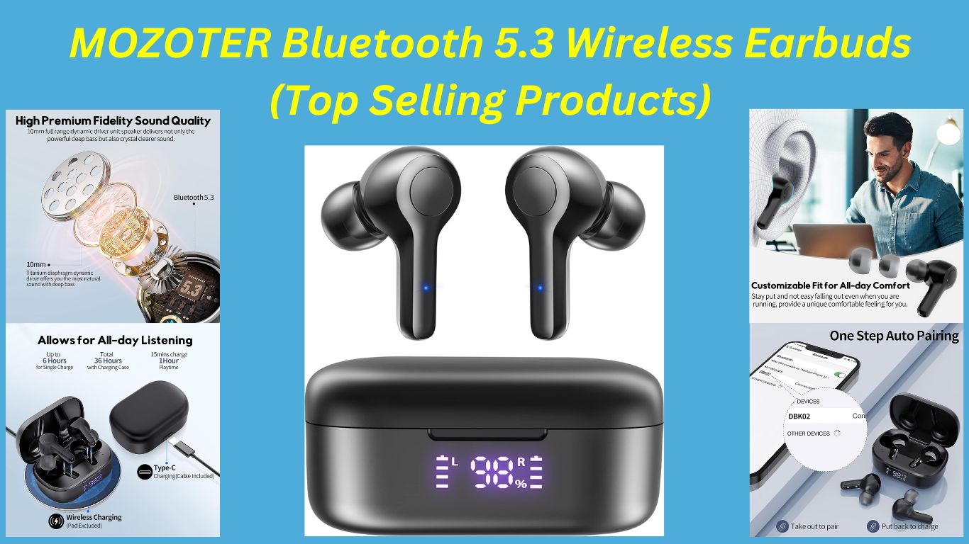 MOZOTER Bluetooth 5.3 Wireless Earbuds