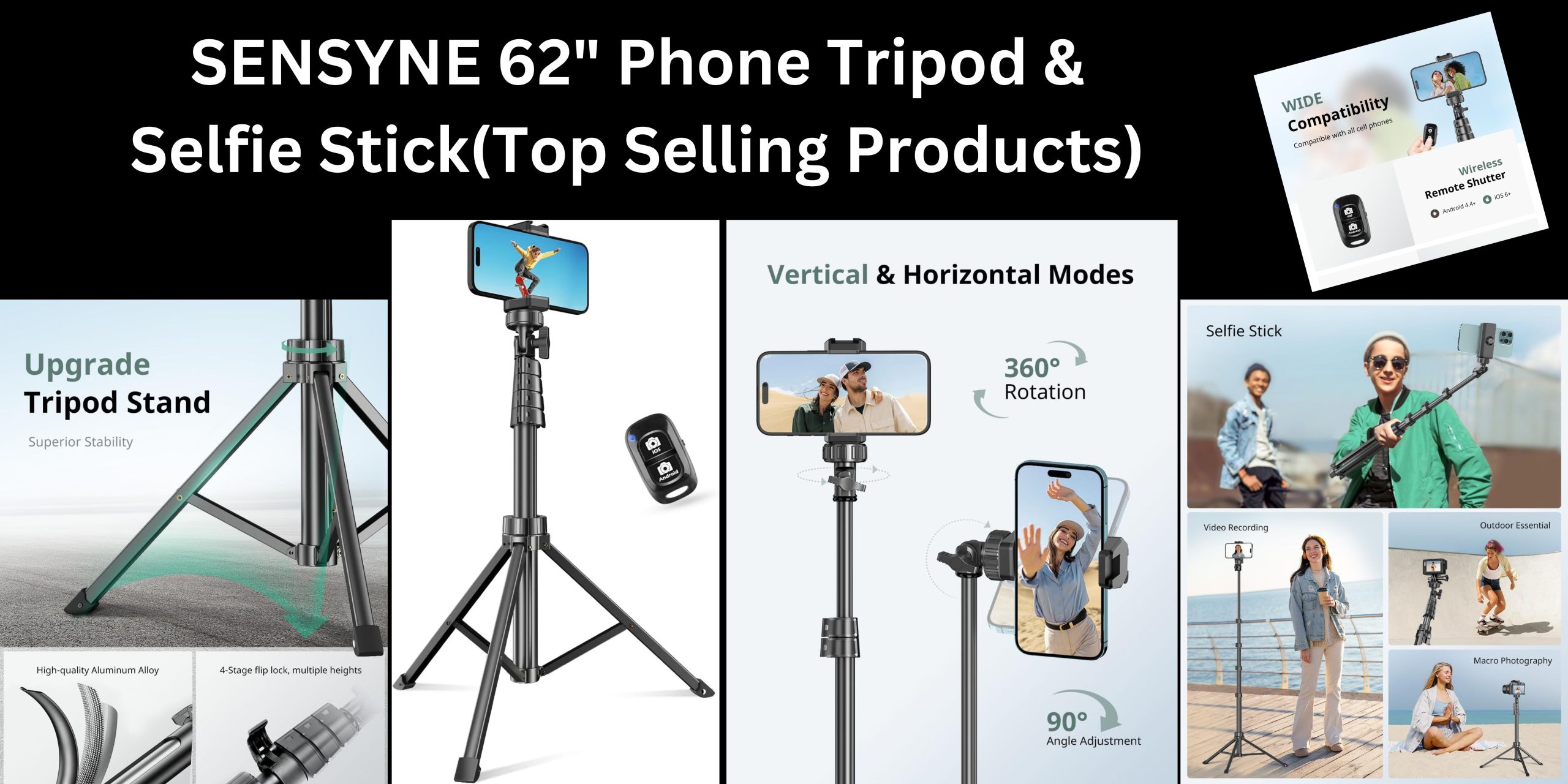 SENSYNE 62 Phone Tripod & Selfie Stick(Top Selling Products)