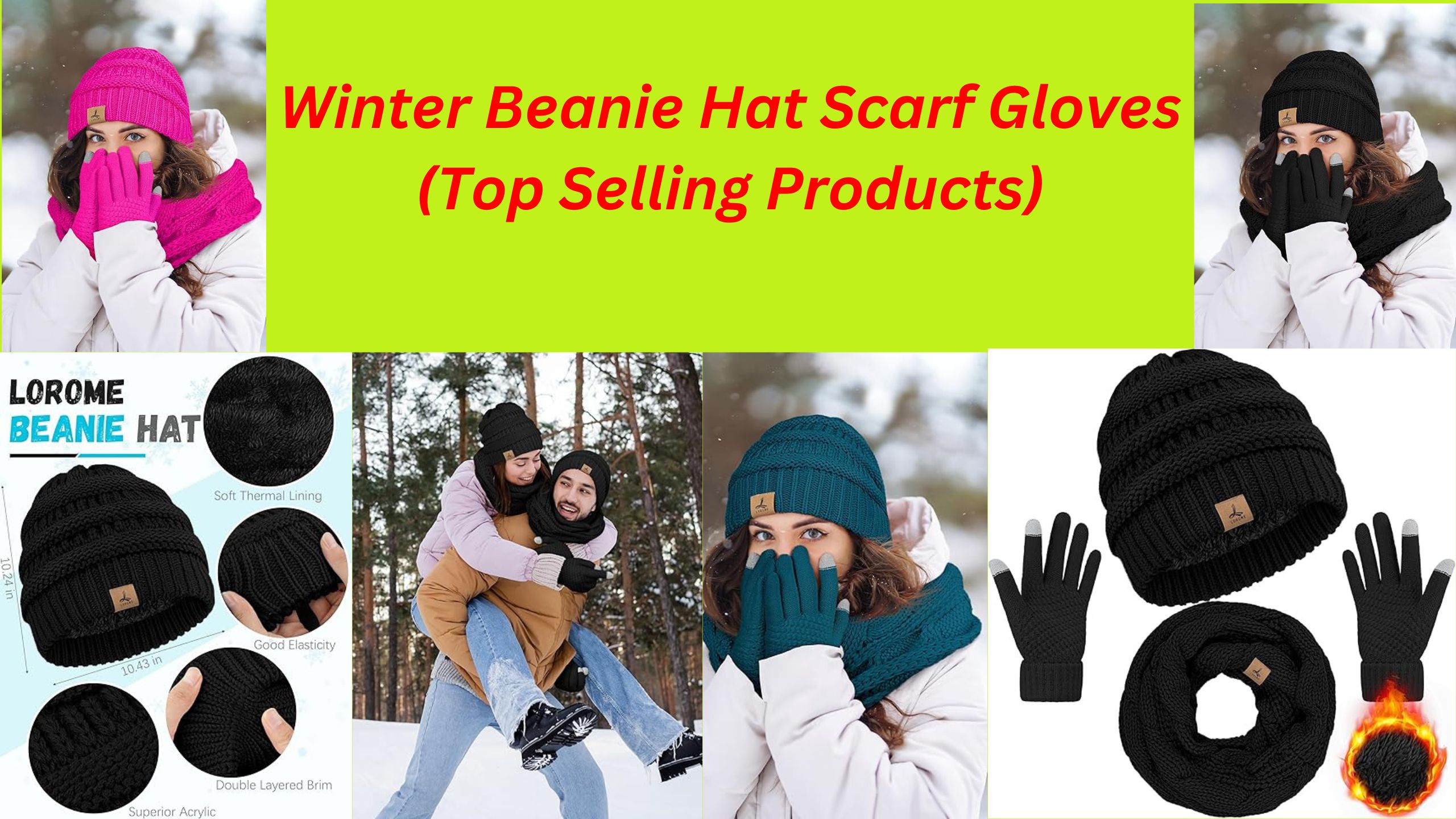 Winter Beanie Hat Scarf Gloves (Top Selling Products)